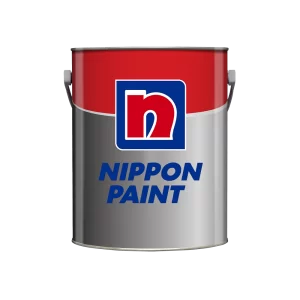Nippon Paint branded paint can featuring a red lid and silver body, ideal for home improvement and renovation projects.