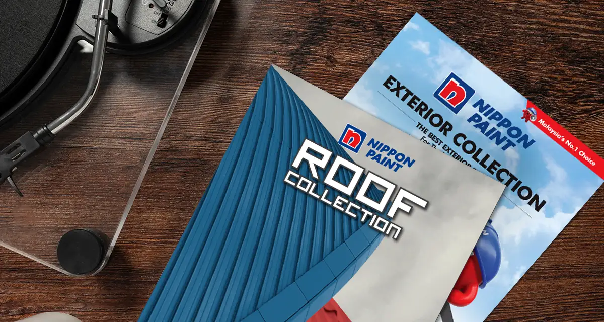 Nippon Paint Roof and Exterior Collection colour cards on table