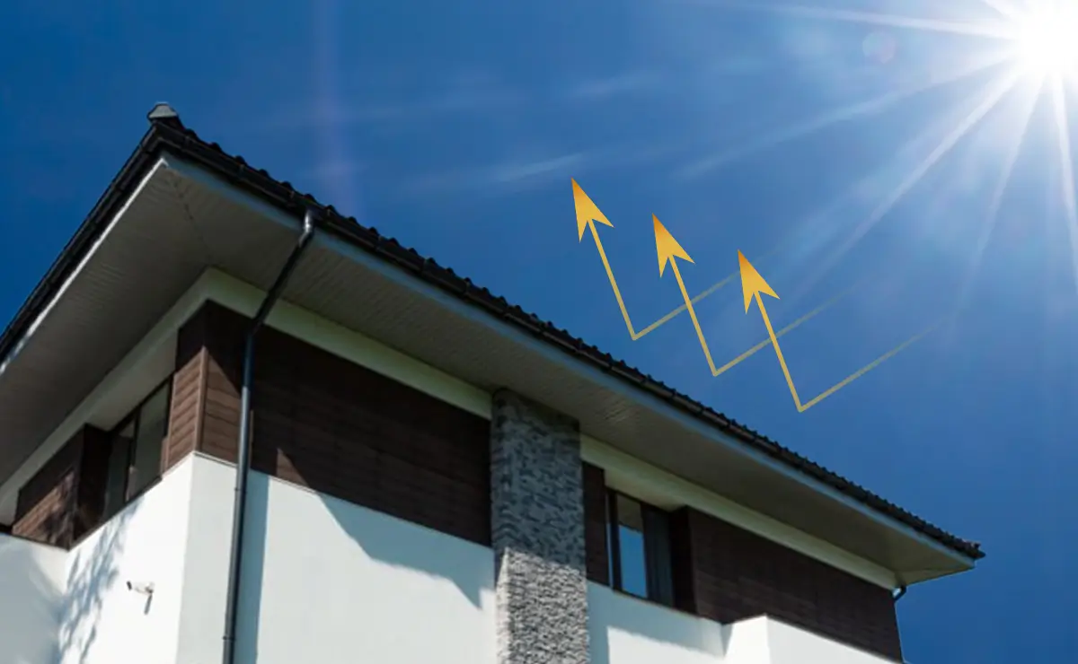 Modern house exterior with a clear blue sky and sunlight, showcasing the durability of Nippon Paint products against UV rays.