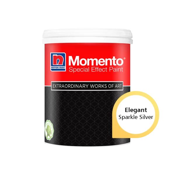 Nippon Paint Momento Special Effect Paint in Elegant Sparkle Silver, designed for creating extraordinary works of art. Ideal for adding a shimmering finish to various surfaces.
