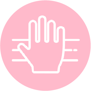 Hand symbol on a pink background, representing smooth application of Nippon Paint products for a flawless finish.