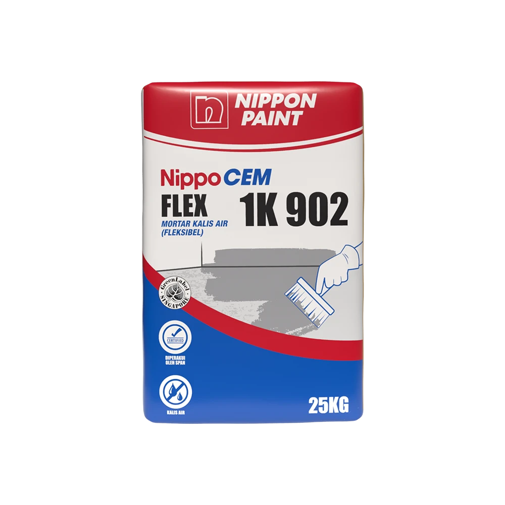 Nippon Paint NippoCEM Flex 1K 902 flexible cementitious waterproofing mortar for bathroom and wet area waterproofing in 25kg packaging
