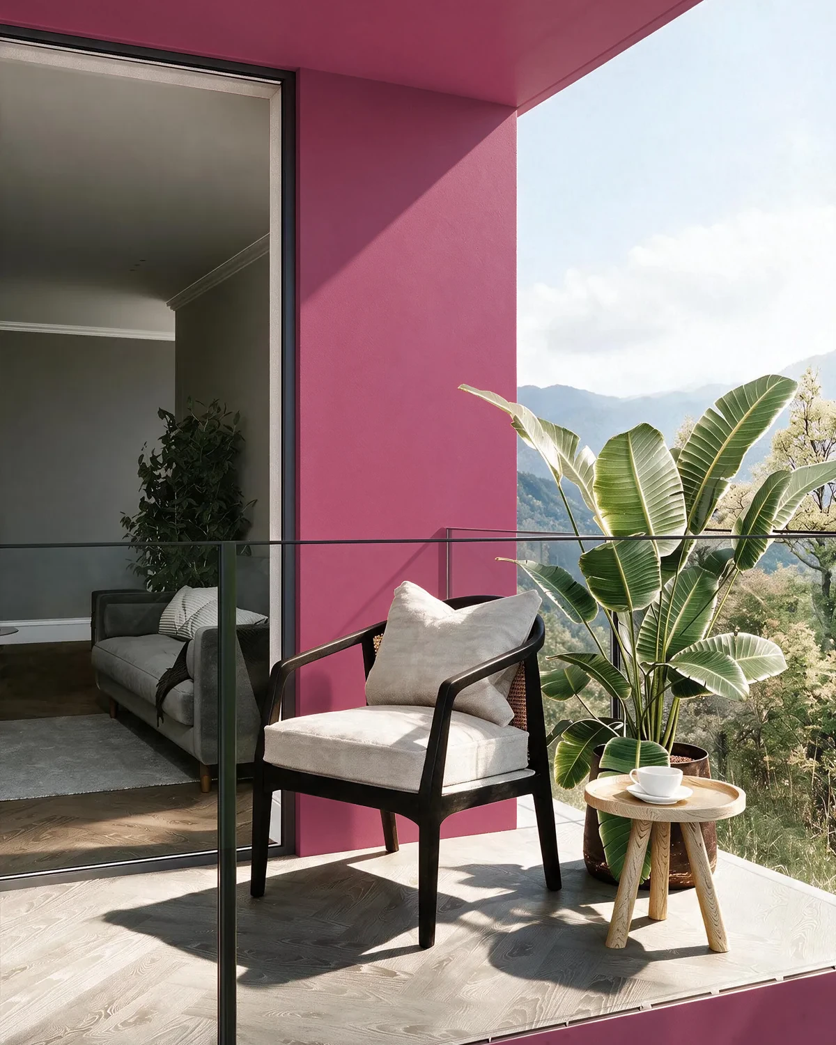Nippon Paint's ABSOLUTELY PINK color on a beautifully decorated wall.