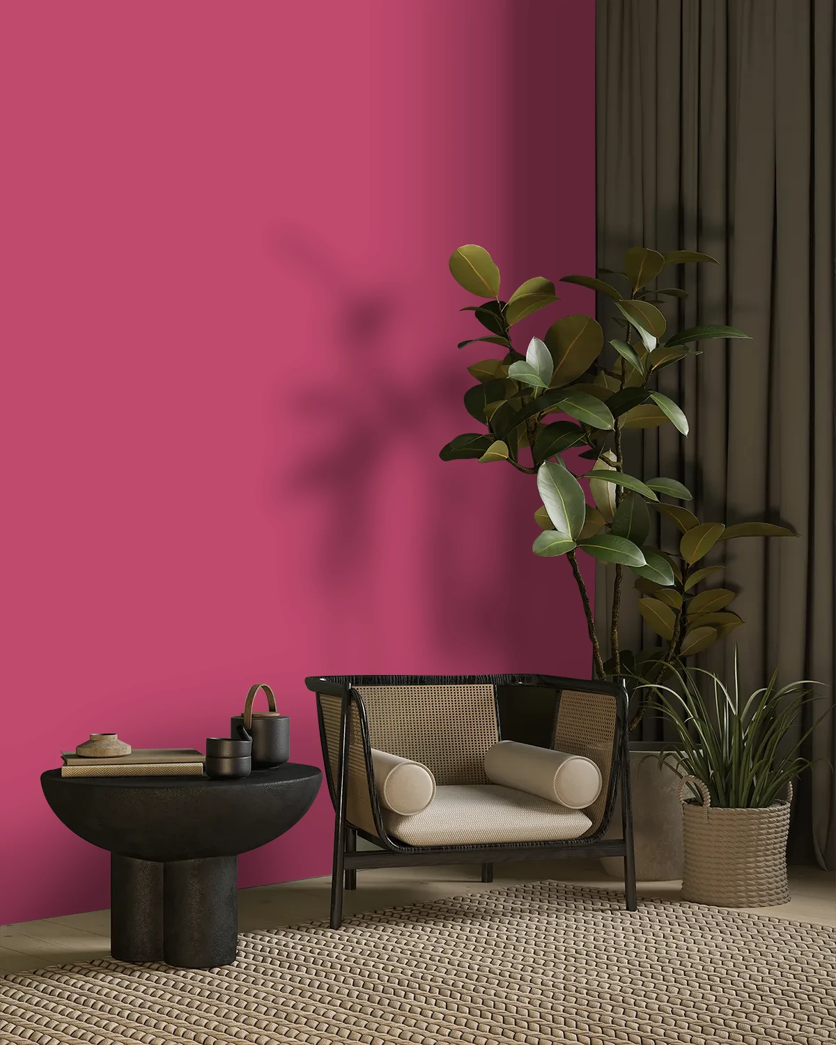 Nippon Paint's ABSOLUTELY PINK color on a beautifully decorated wall.