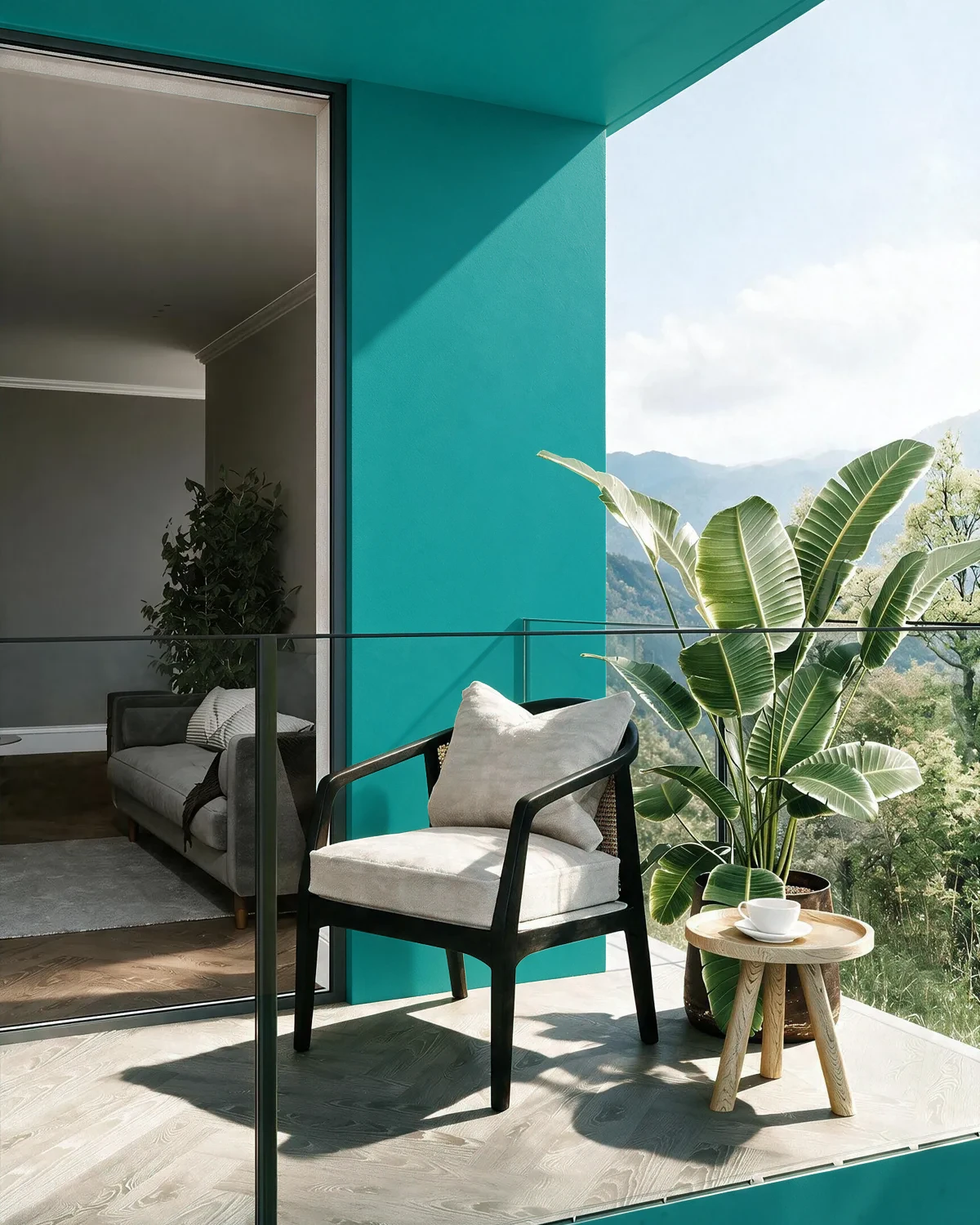 Nippon Paint's AEGEAN SEA color on a beautifully decorated wall.