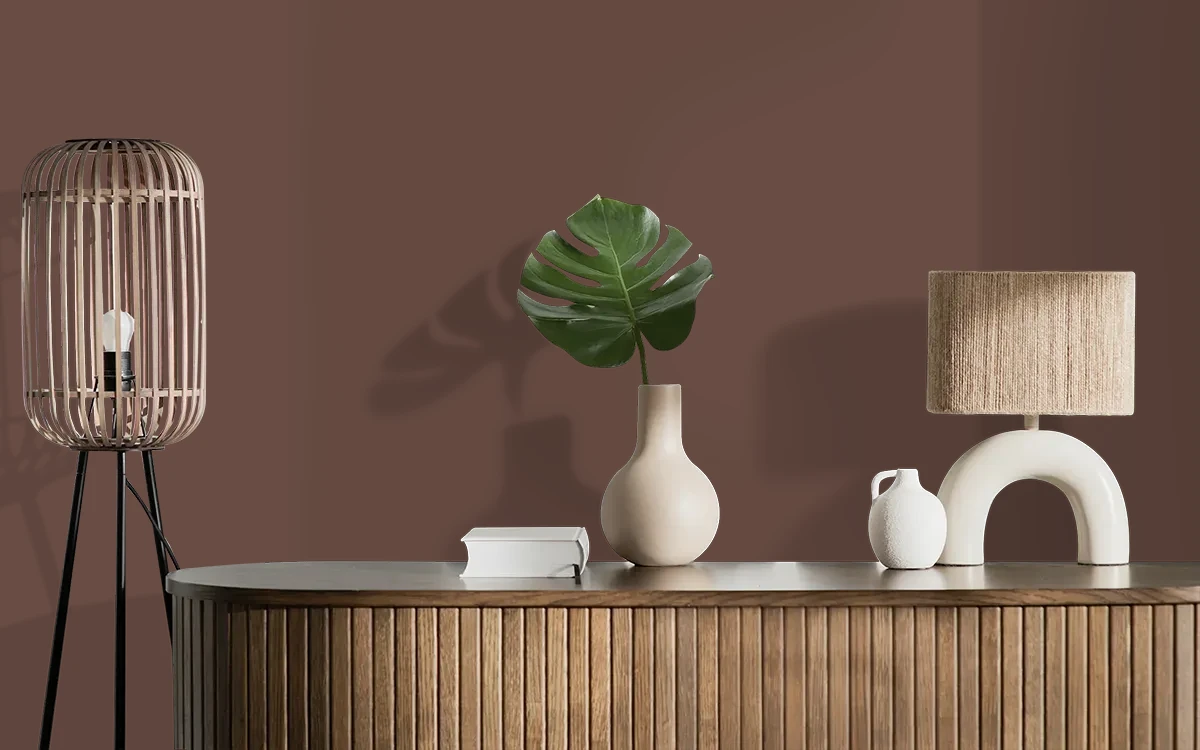 Nippon Paint's AFFOGATO color on different wall surfaces.