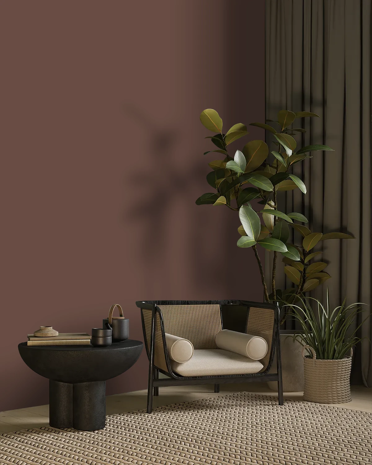 Nippon Paint's AFFOGATO color on a beautifully decorated wall.