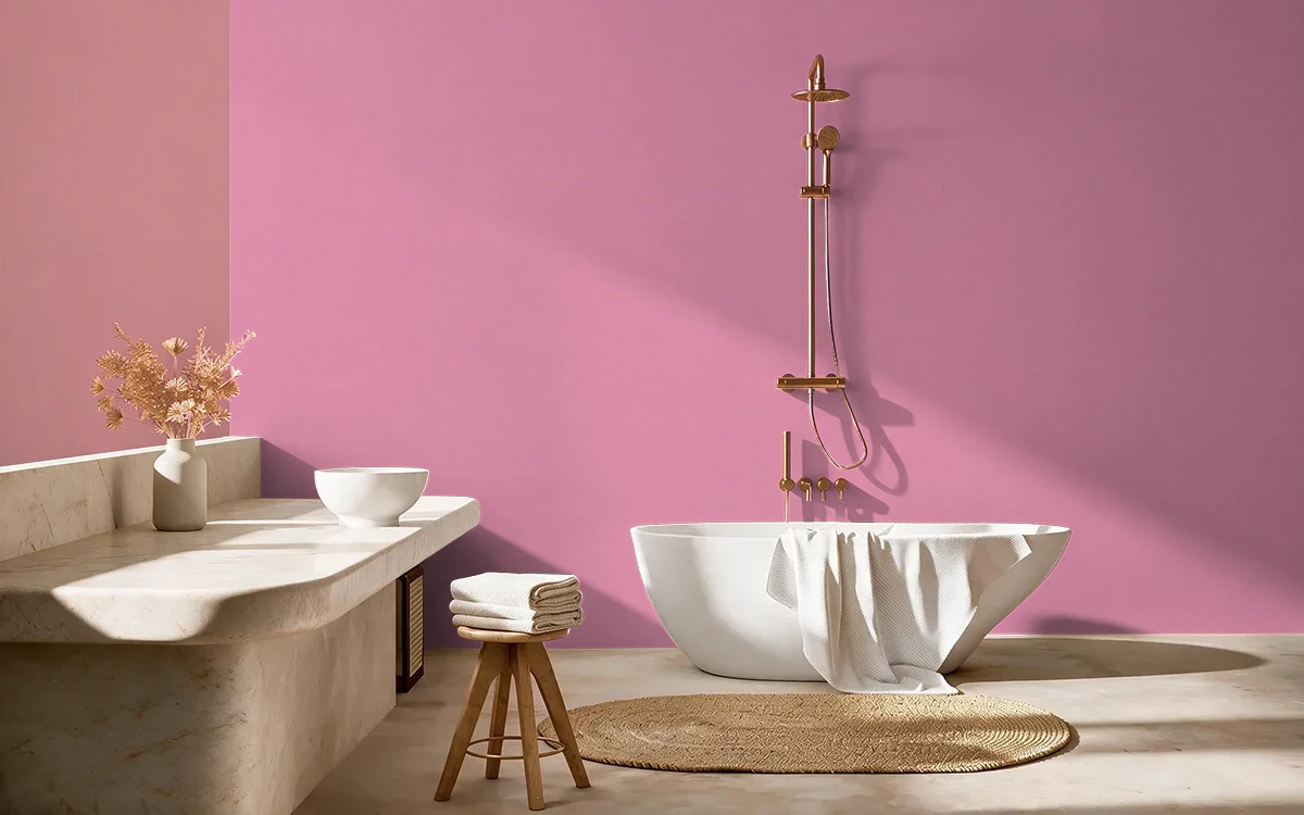 Nippon Paint's ALBA ROSE color on different wall surfaces.