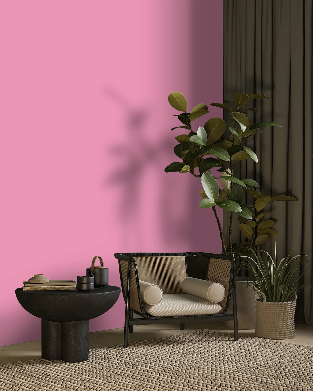 Nippon Paint's ALBA ROSE color on a beautifully decorated wall.