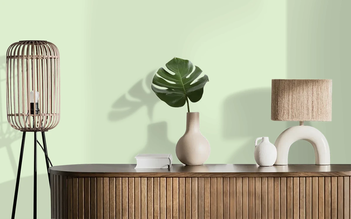 Nippon Paint's ALFAFA color on different wall surfaces.