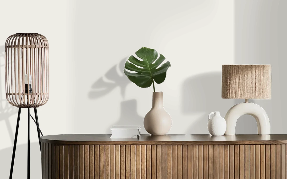 Nippon Paint's ALMOND DREAM color on different wall surfaces.
