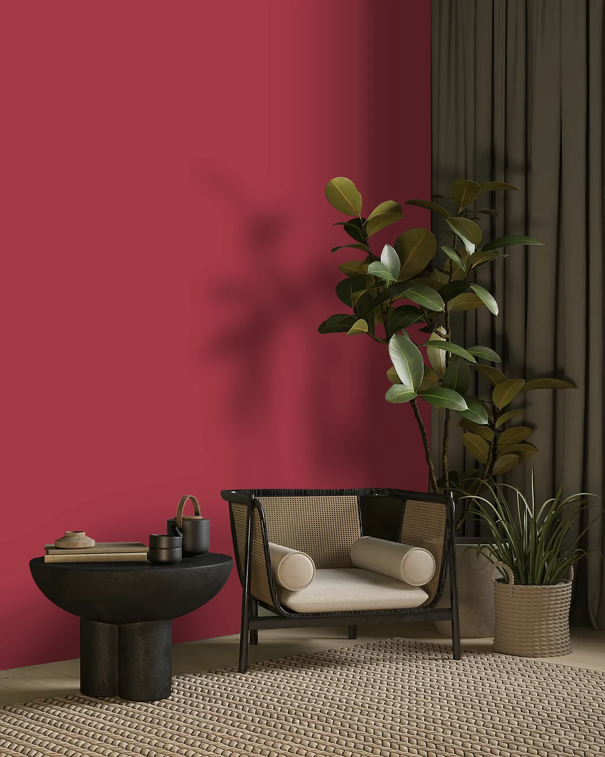 Nippon Paint's ALPHA RED color on a beautifully decorated wall.