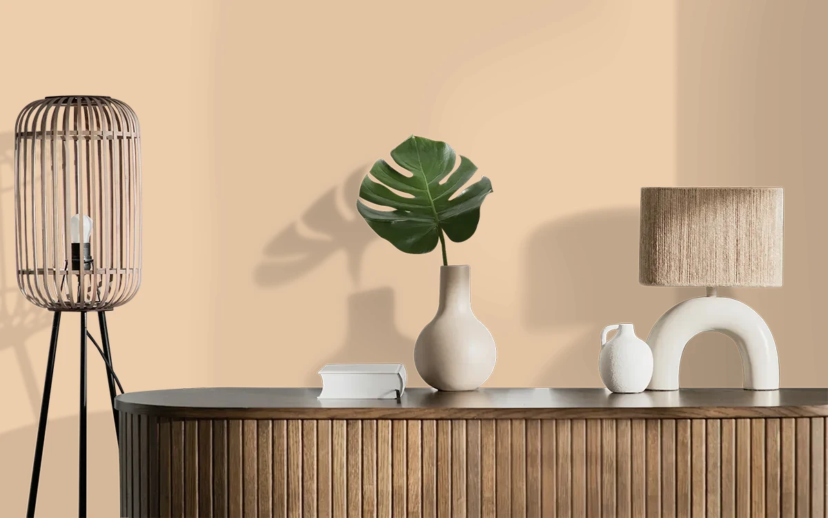 Nippon Paint's AMBER ORANGE color on different wall surfaces.