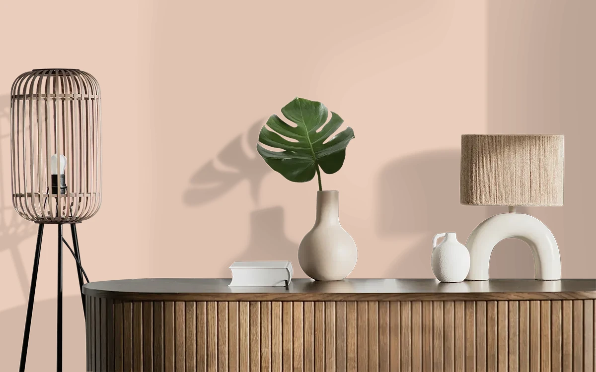 Nippon Paint's AMBER ZEST color on different wall surfaces.