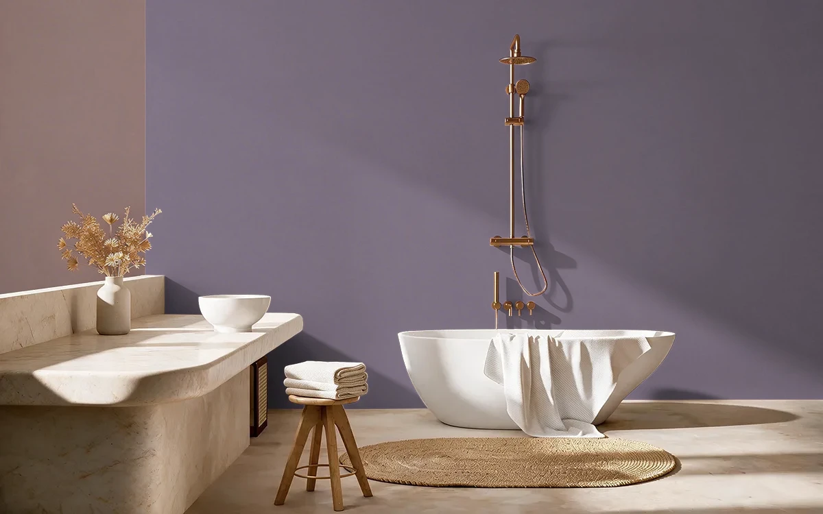 Nippon Paint's AMETHYST ZING color on different wall surfaces.