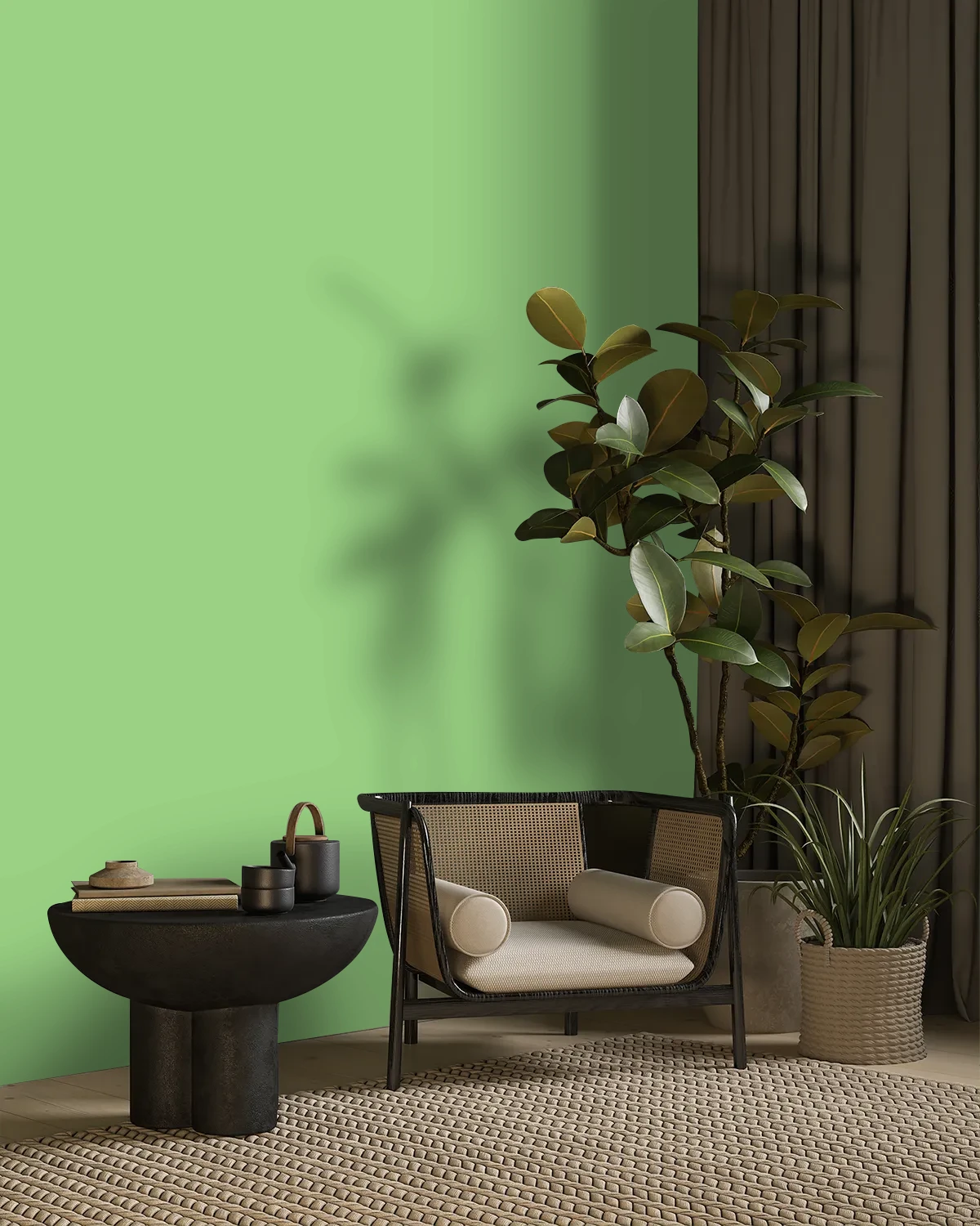 Nippon Paint's APPLE MARTINI color on a beautifully decorated wall.