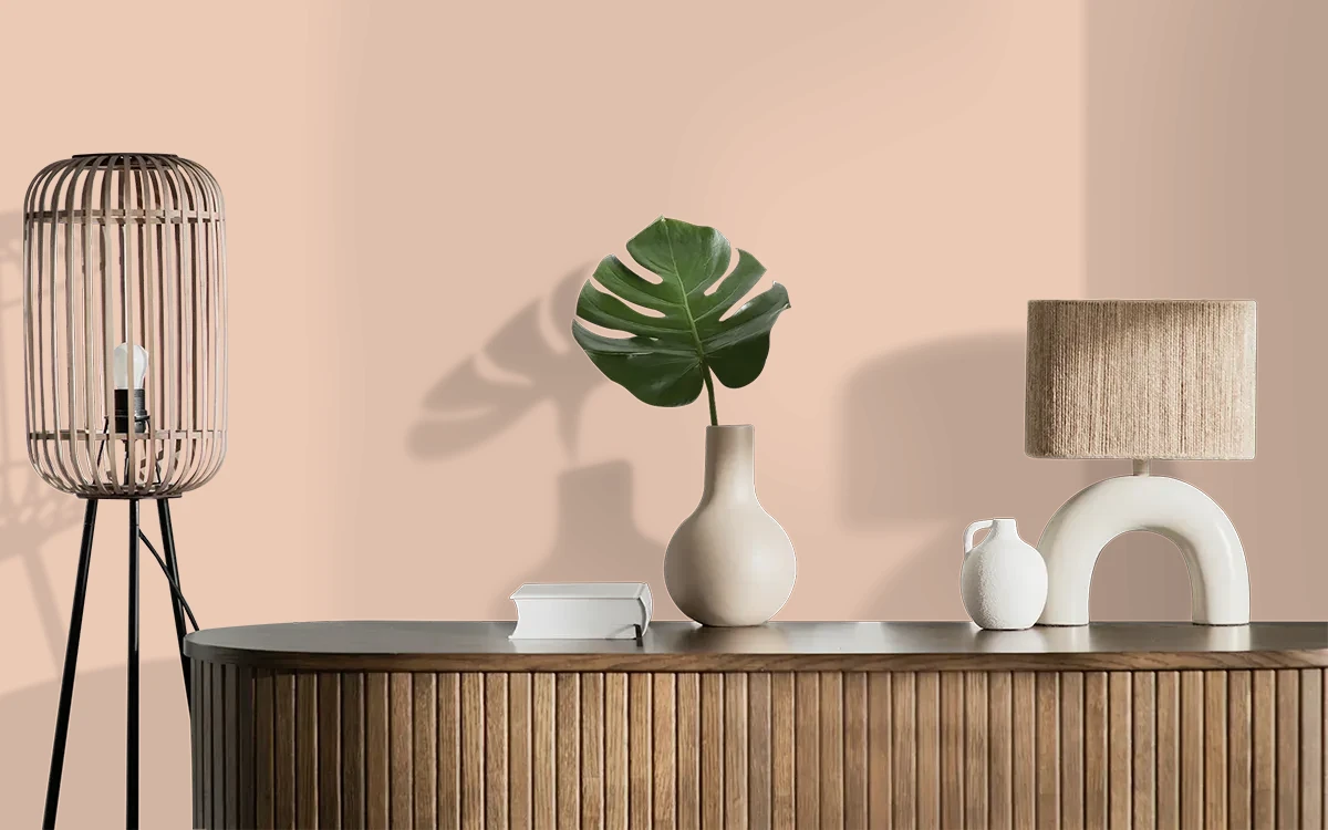 Nippon Paint's APRICOT CRUSH color on different wall surfaces.