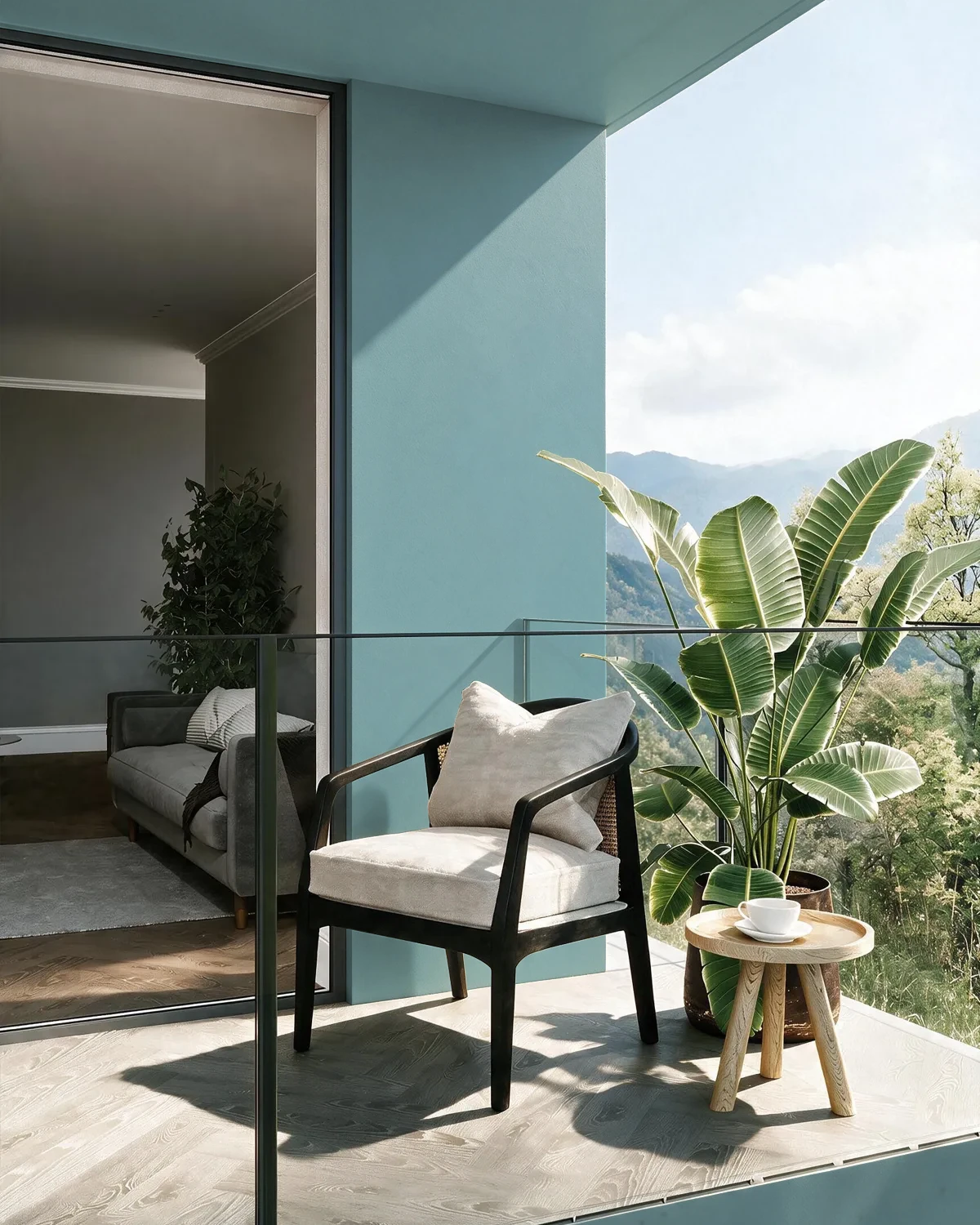 Nippon Paint's AQUA AURA color on a beautifully decorated wall.