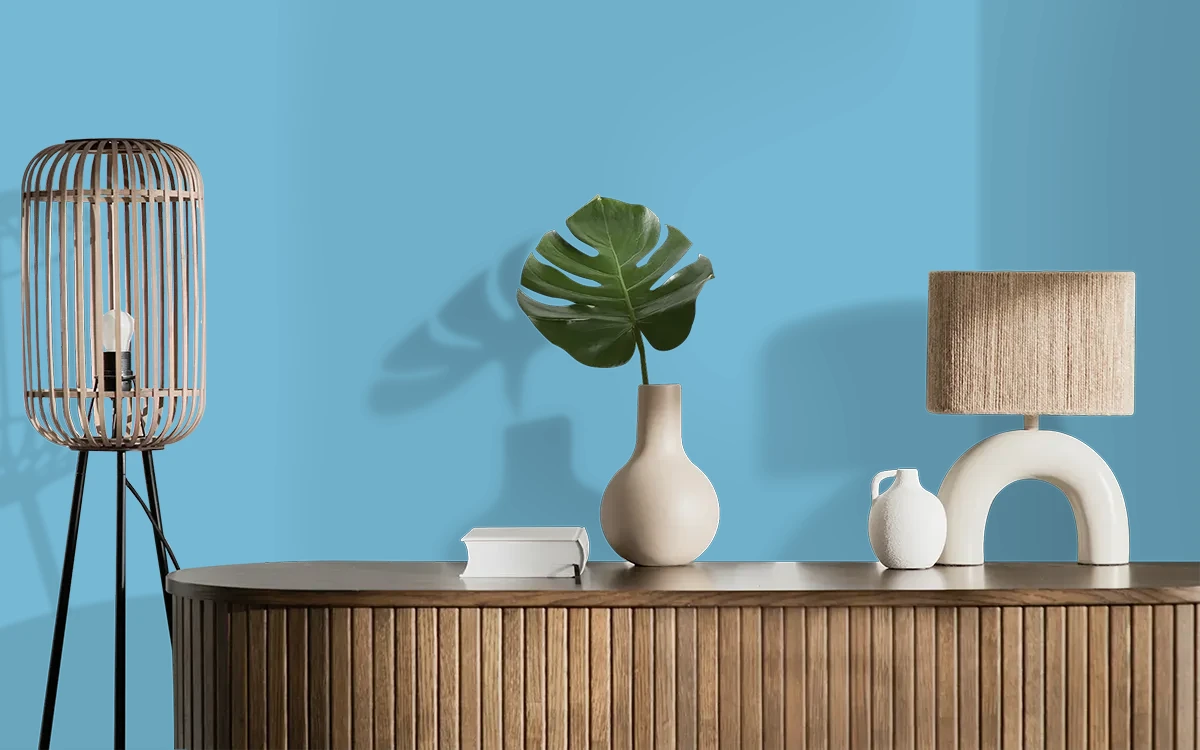 Nippon Paint's AQUA GLEAM color on different wall surfaces.
