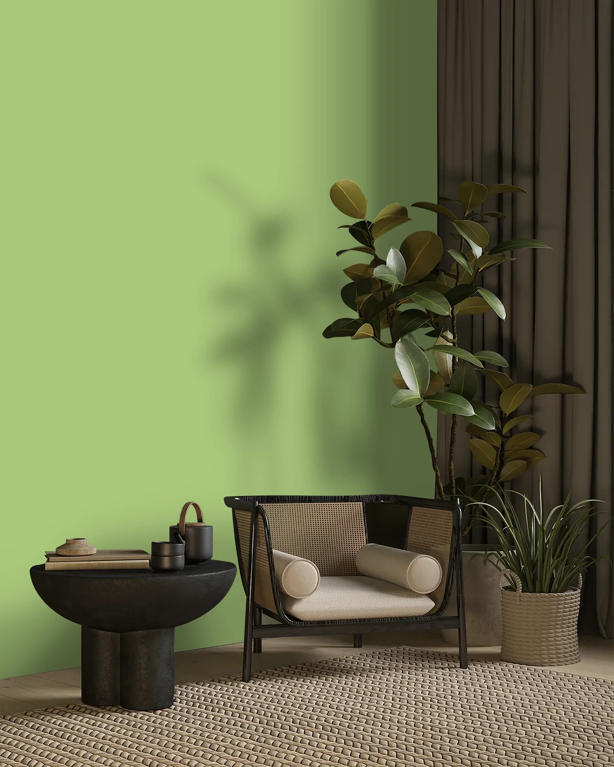 Nippon Paint's AQUARIUS GREEN color on a beautifully decorated wall.