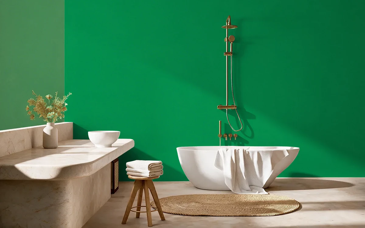 Nippon Paint's ARBORETUM color on different wall surfaces.