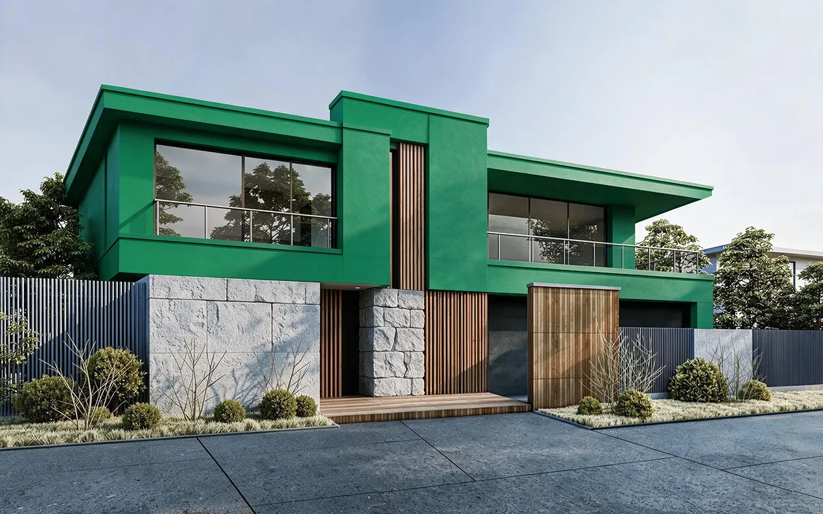 Nippon Paint's ARBORETUM color on different wall surfaces.