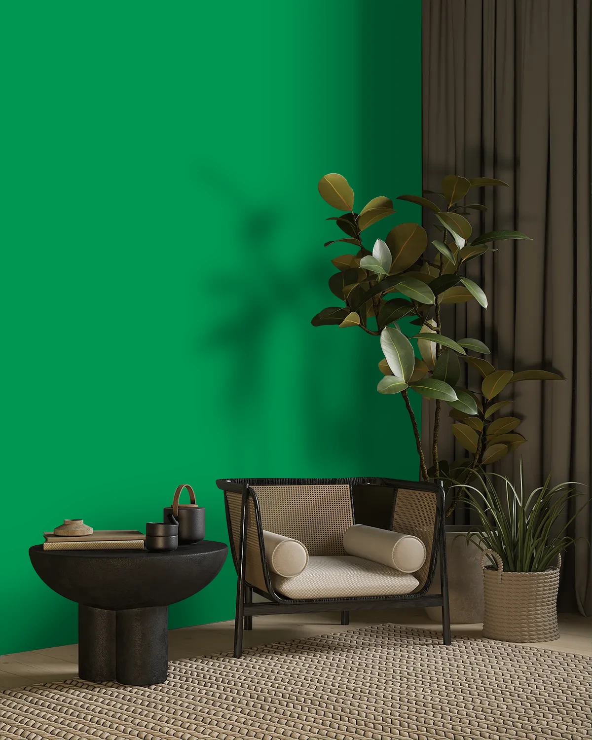 Nippon Paint's ARBORETUM color on a beautifully decorated wall.