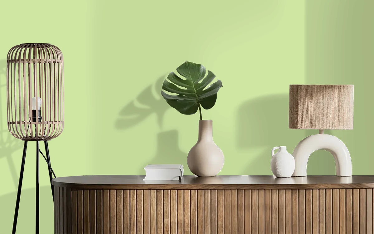 Nippon Paint's ARCHER'S GAME color on different wall surfaces.