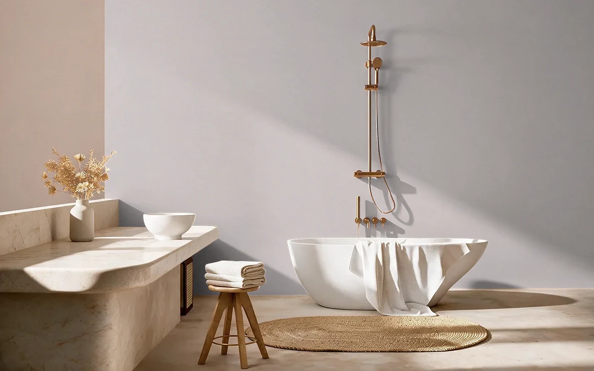 Nippon Paint's AROMATIC BLOOM color on different wall surfaces.
