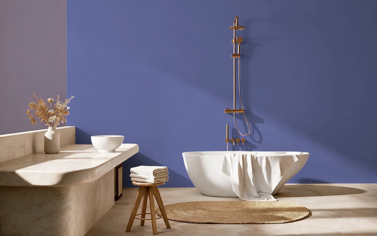 Nippon Paint's AROUSING SCORE color on different wall surfaces.