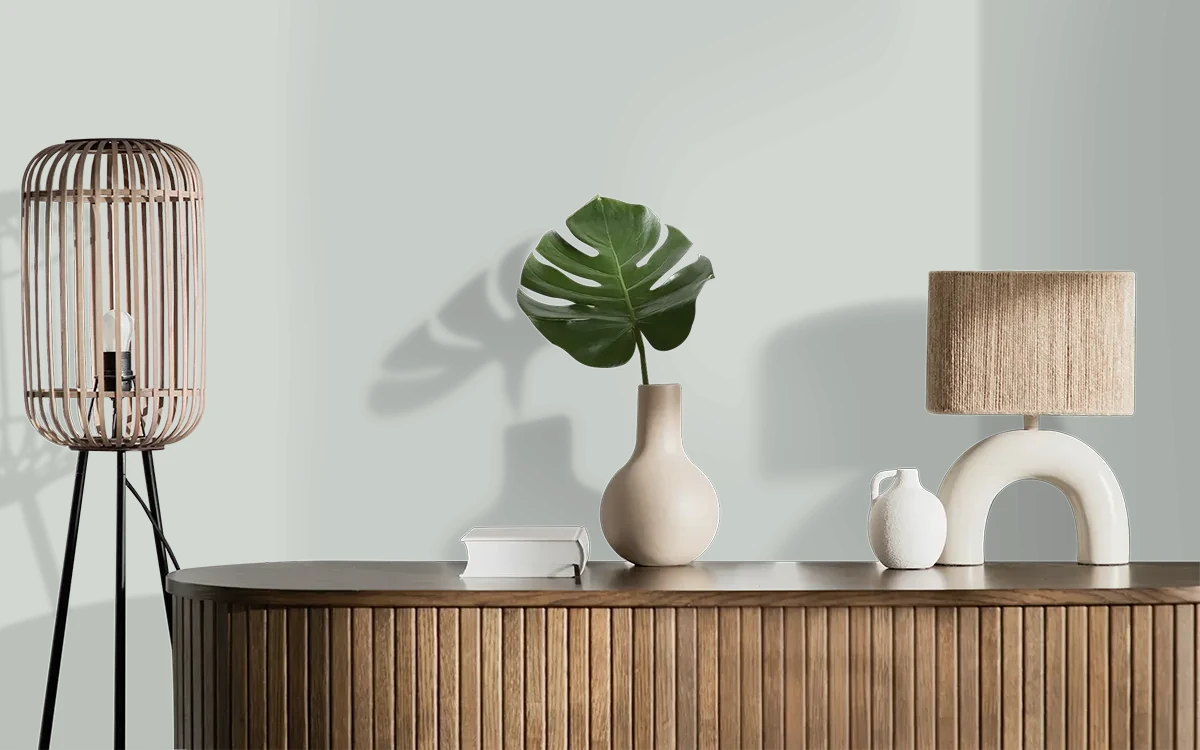 Nippon Paint's ASH RADIANCE color on different wall surfaces.