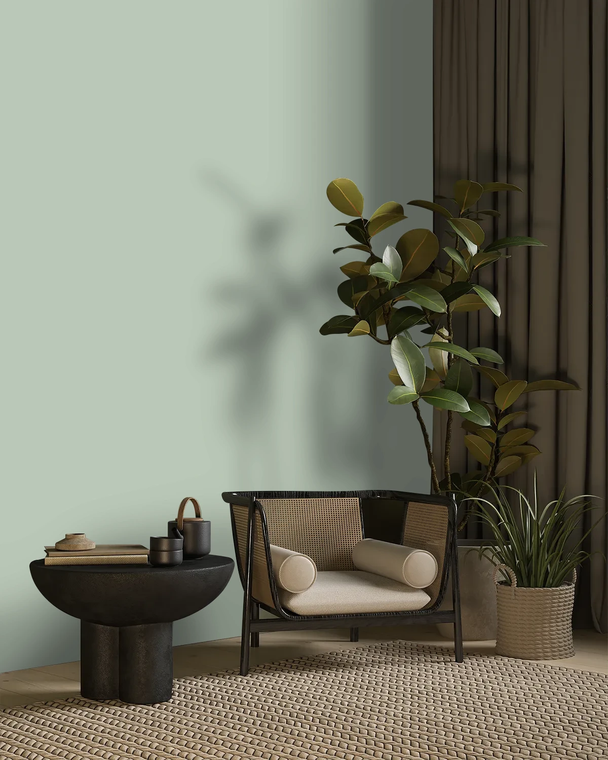 Nippon Paint's AT ASSINIBOINE color on a beautifully decorated wall.