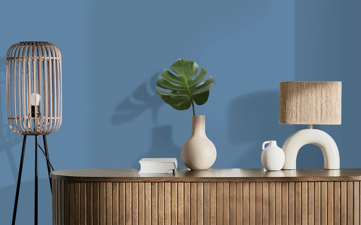 Nippon Paint's ATLANTIC SEA color on different wall surfaces.