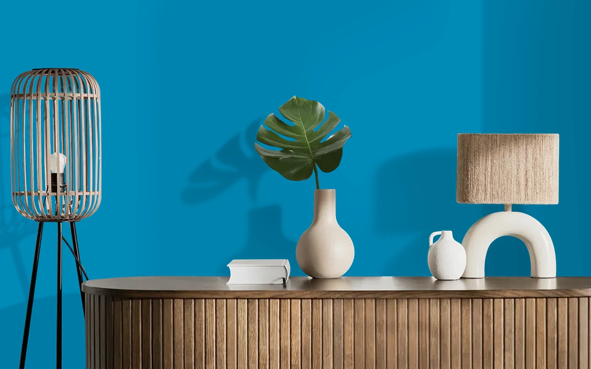 Nippon Paint's ATLANTICA color on different wall surfaces.