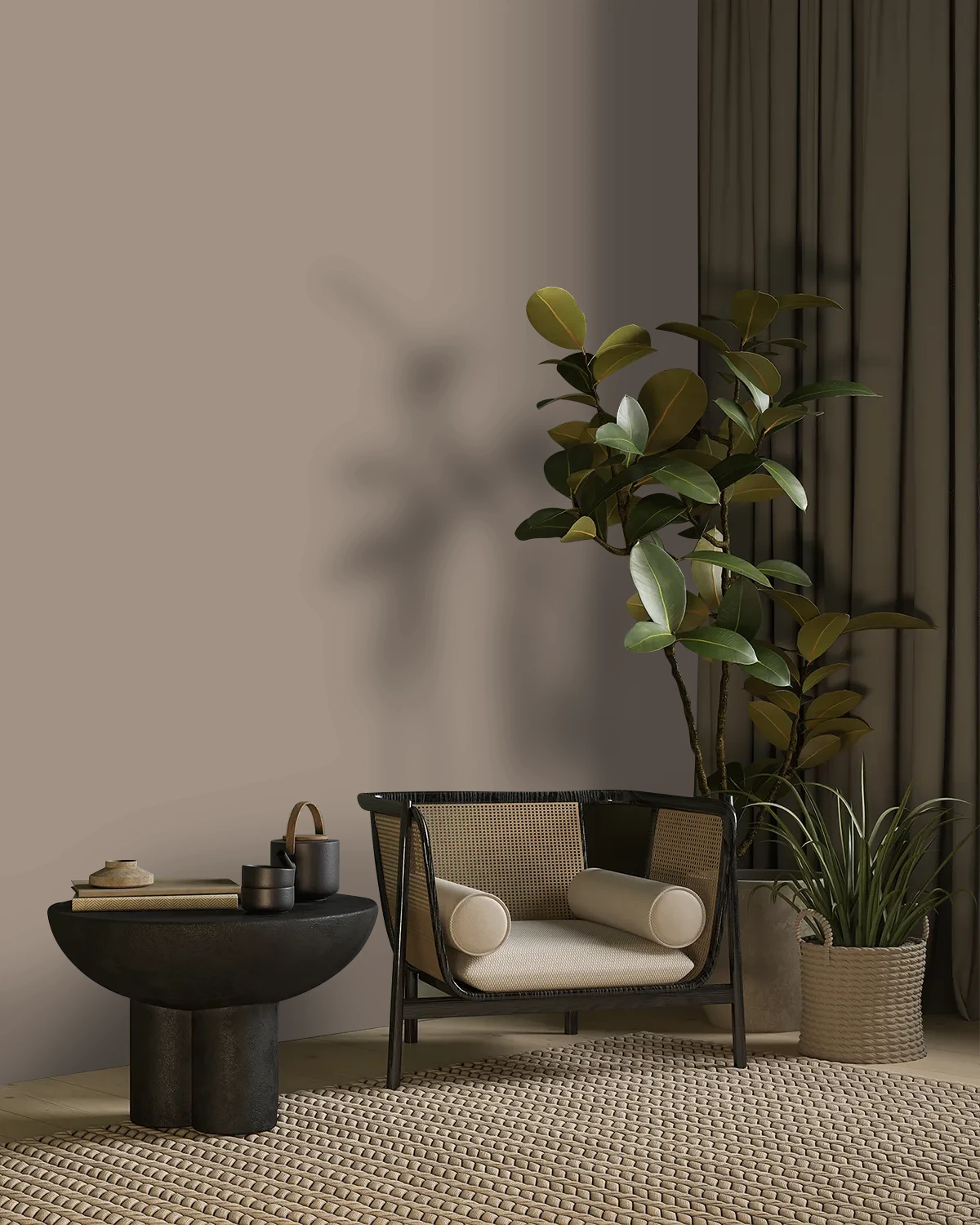 Nippon Paint's AUBURN GLEAM color on a beautifully decorated wall.