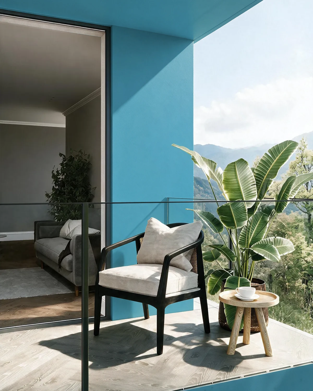 Nippon Paint's AUSTRIA BLUE color on a beautifully decorated wall.