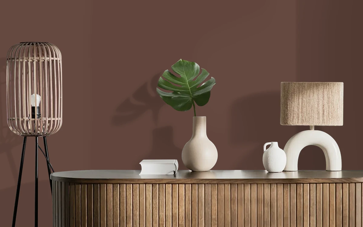 Nippon Paint's AUTUMN AMBER color on different wall surfaces.