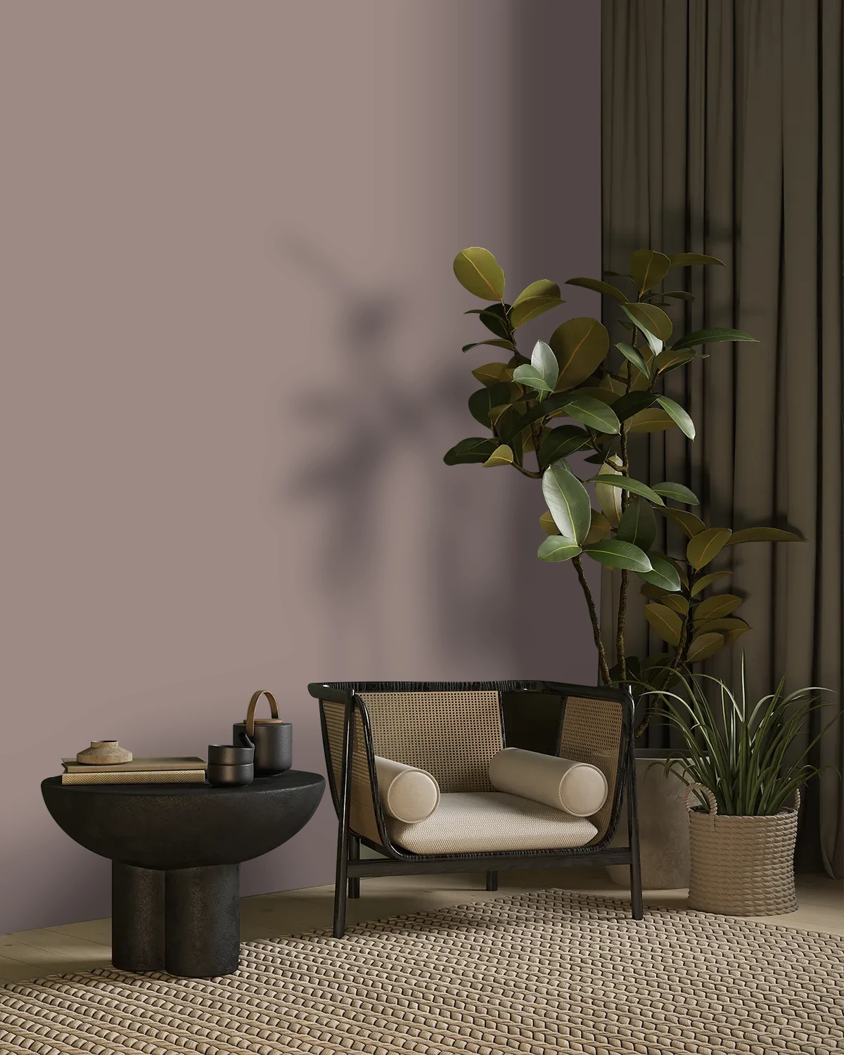 Nippon Paint's AUTUMN ASHES color on a beautifully decorated wall.
