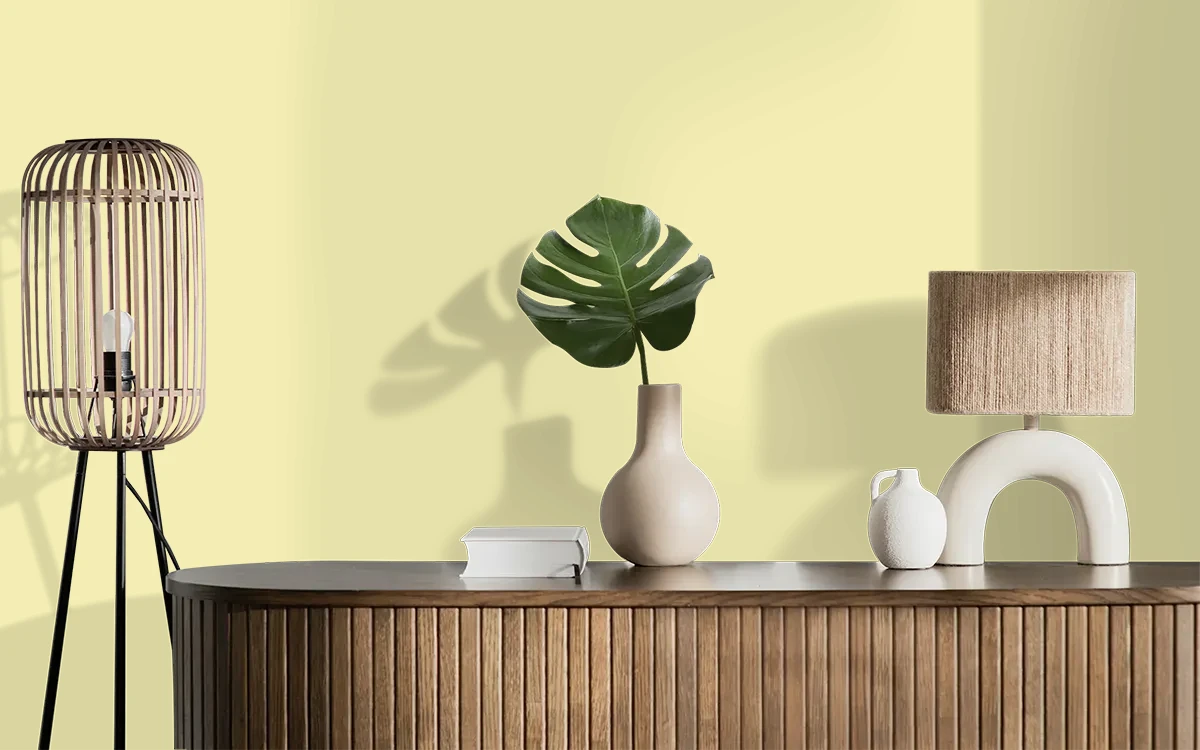 Nippon Paint's AUTUMN MOON color on different wall surfaces.