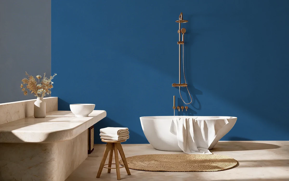 Nippon Paint's AZURE RADIANCE color on different wall surfaces.