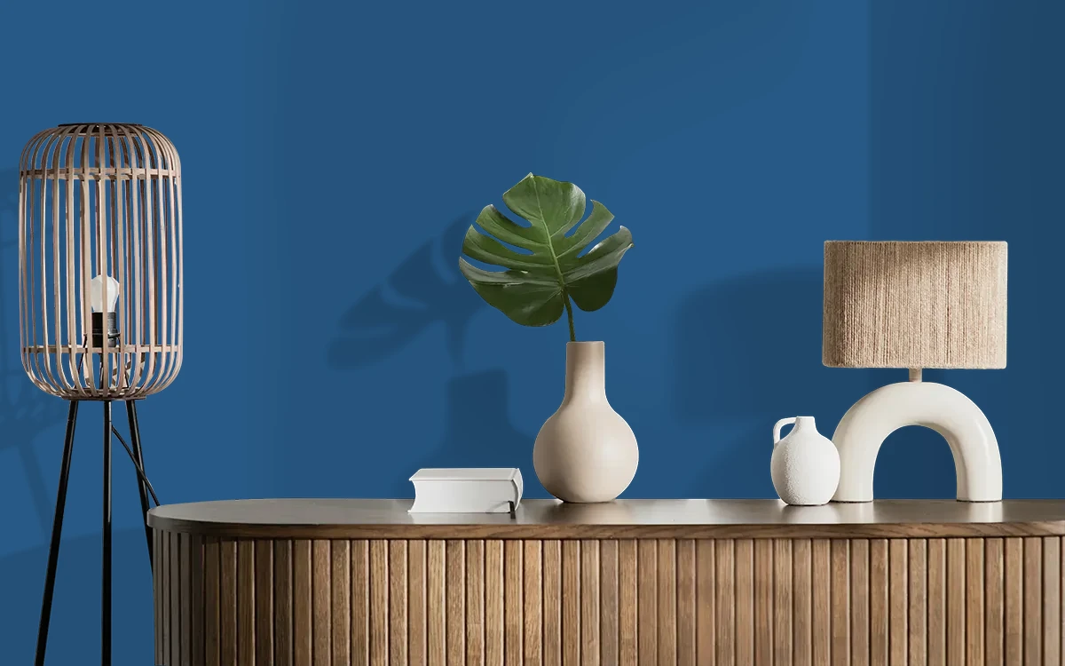 Nippon Paint's AZURE RADIANCE color on different wall surfaces.