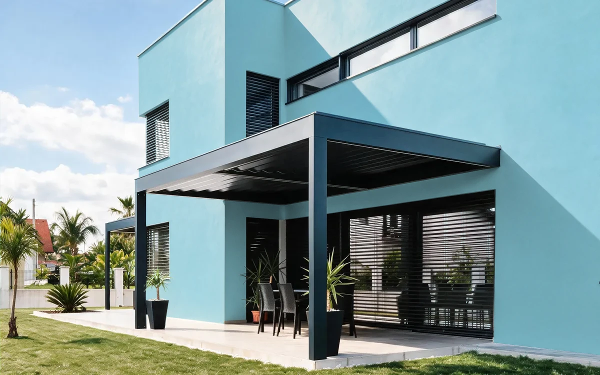 Nippon Paint's AZURE SKIES color on different wall surfaces.