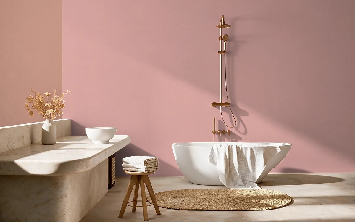 Nippon Paint's BABY BUD color on different wall surfaces.