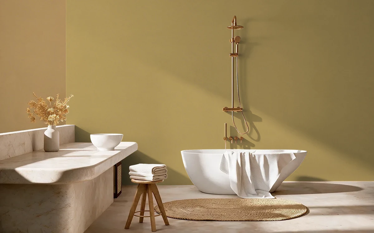 Nippon Paint's BACKPACKERS LODGE color on different wall surfaces.