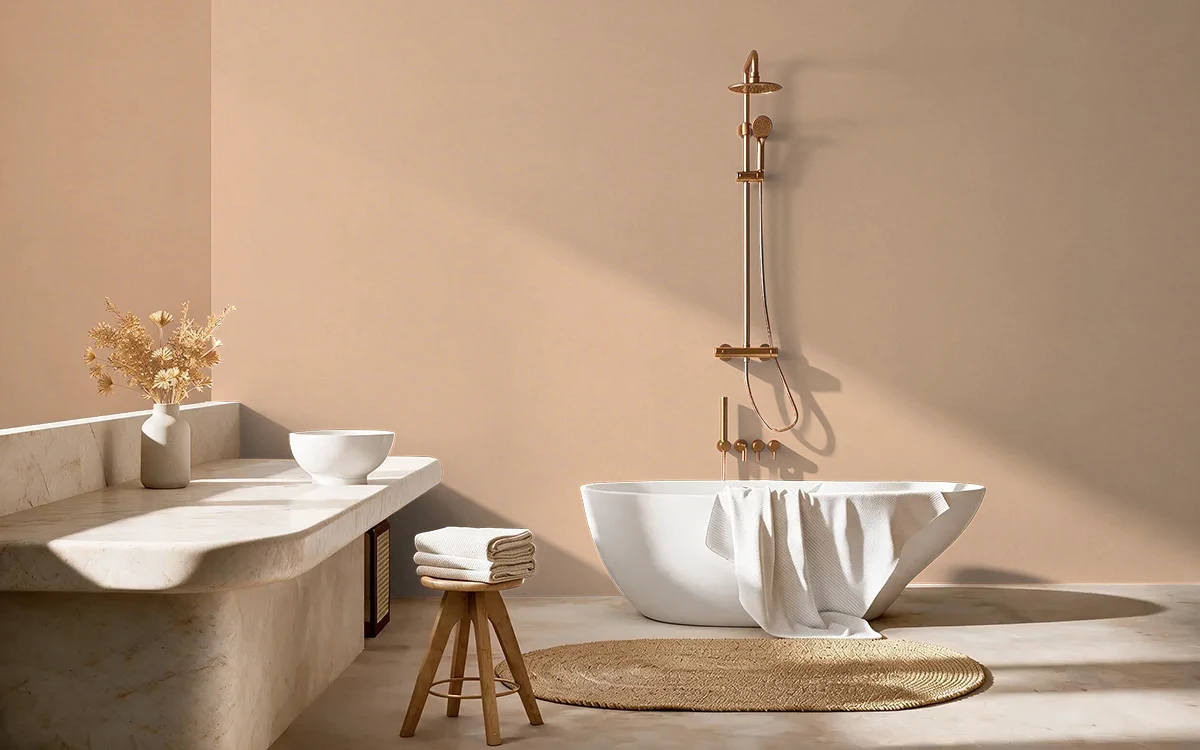 Nippon Paint's BAKED ROLL color on different wall surfaces.