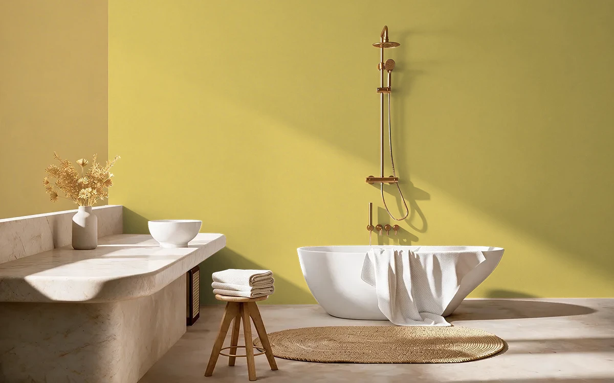 Nippon Paint's BANANA CRUSH color on different wall surfaces.