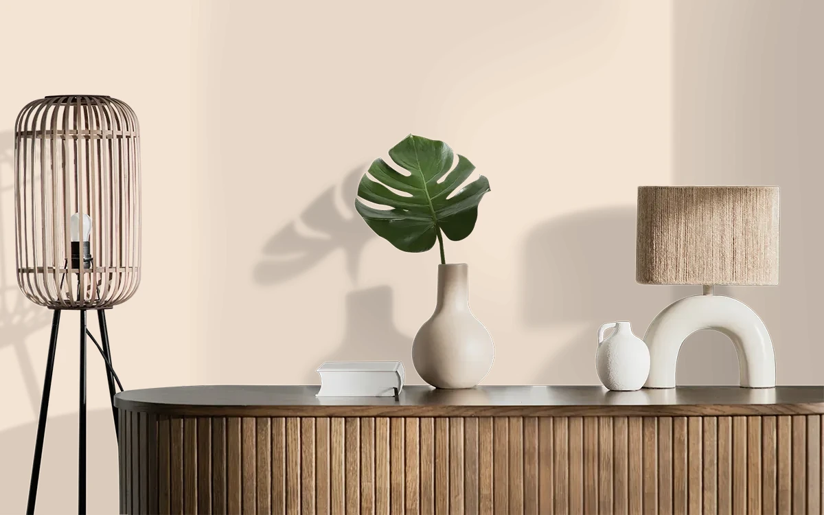 Nippon Paint's BARE BLUSH color on different wall surfaces.