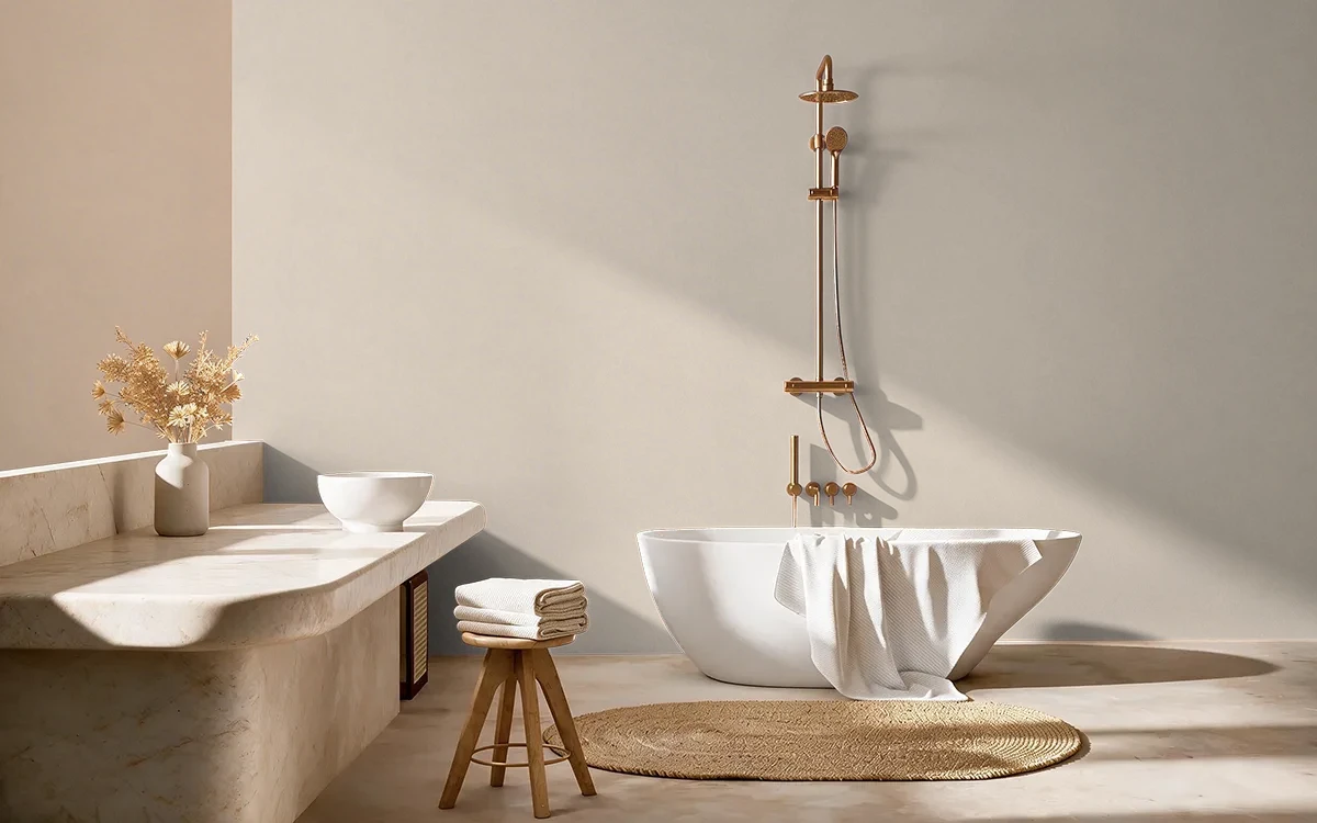Nippon Paint's BATH SALTS color on different wall surfaces.