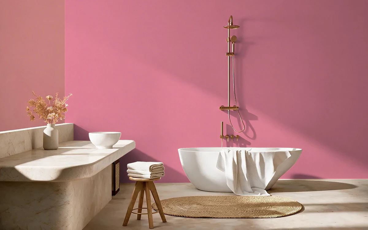 Nippon Paint's BE MY VALENTINE color on different wall surfaces.