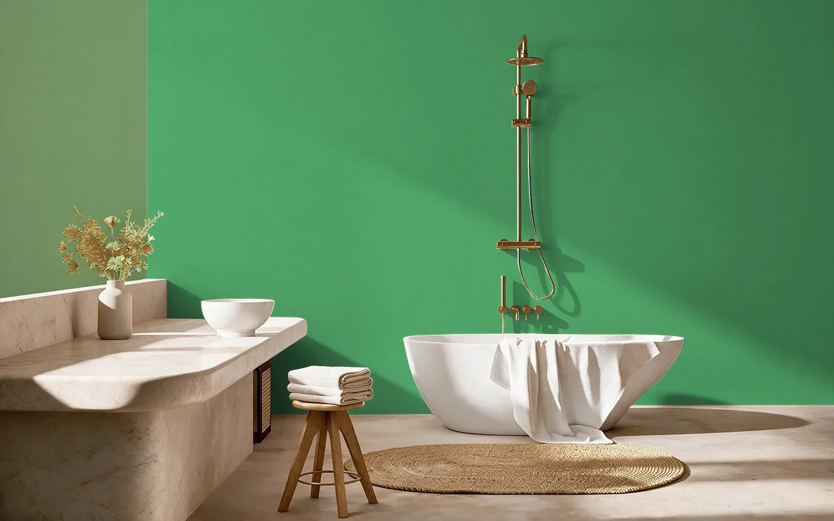 Nippon Paint's BEANSTALK color on different wall surfaces.